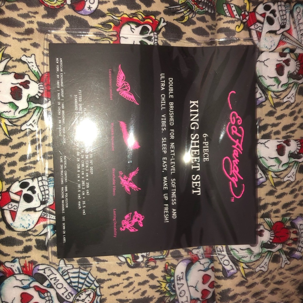 Ed Hardy Leopard & Tattoo Skull King Sheet Set